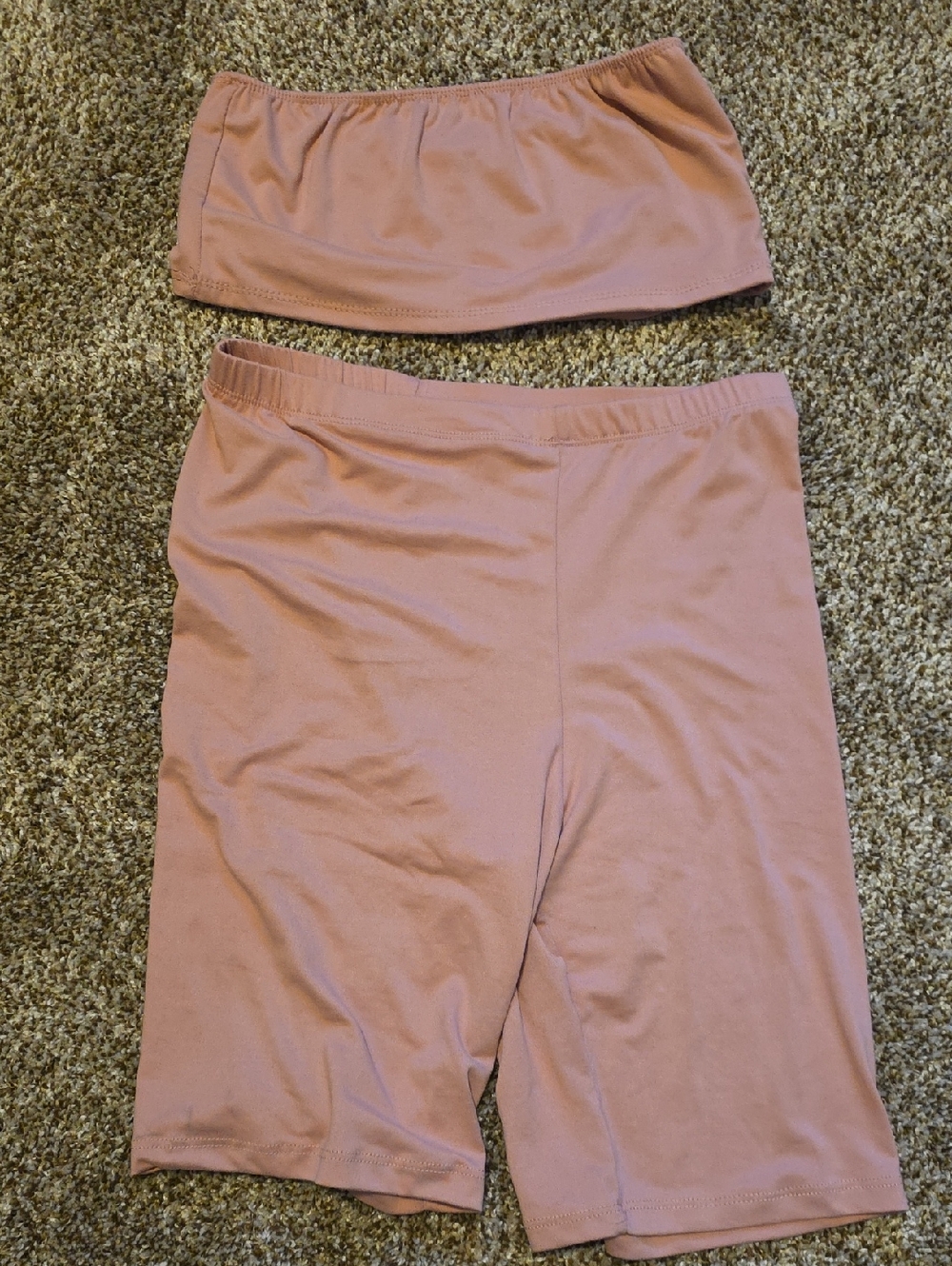Mauve Dusty Rose Bandeau and Biker Short Set
